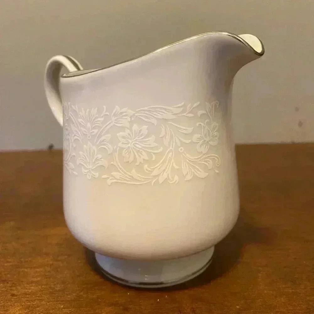 Sugar & Creamer Set White Silver‎ Gracie Fine China Concerto MCM Made in Japan